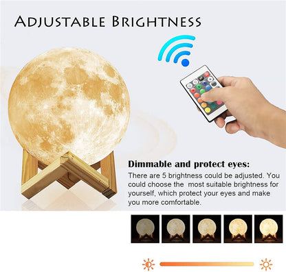 LED Night Lights Moon Lamp 3D Print Moonlight Timeable Dimmable Light