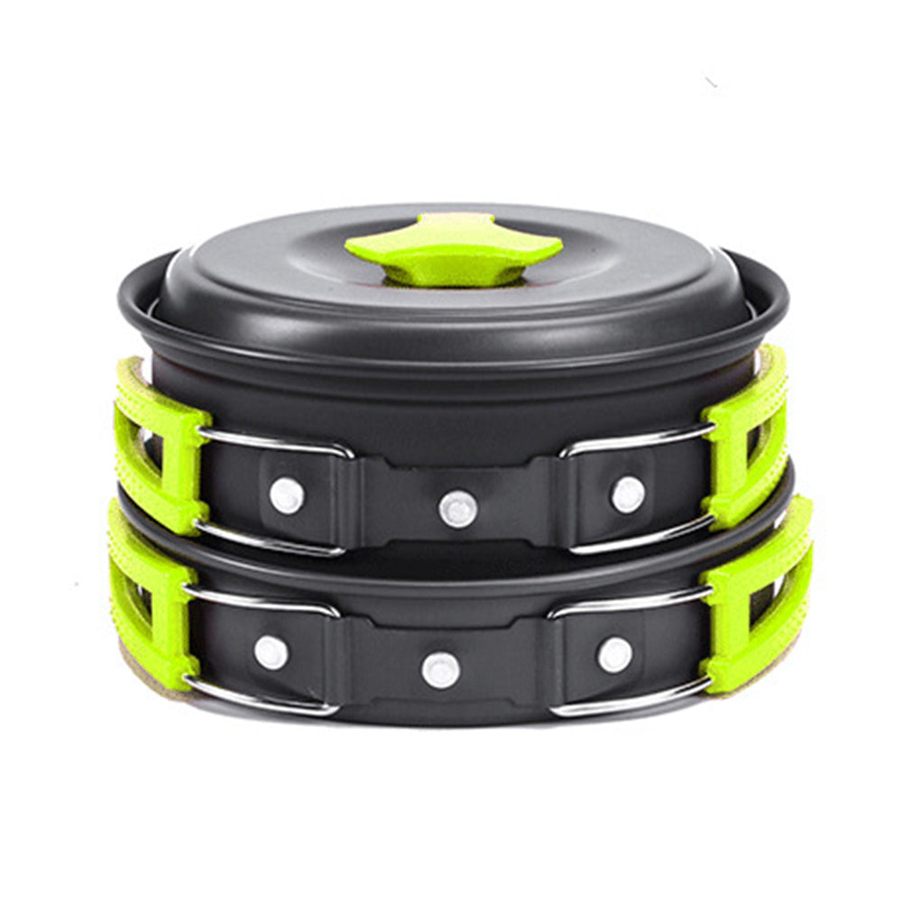 Camping Cookware Kit Outdoor Cooking Set Hiking Picnic Outdoor DealSniper.net Green pot