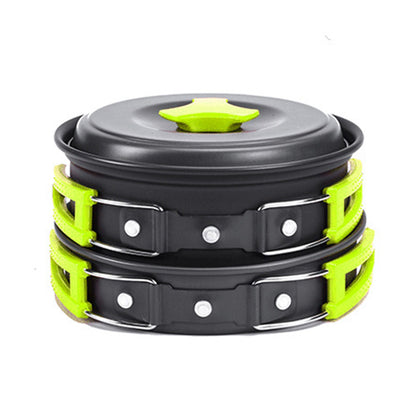 Camping Cookware Kit Outdoor Cooking Set Hiking Picnic Outdoor DealSniper.net Green pot