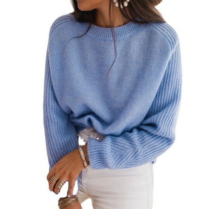 European Milk Blue Bedford Cord Sweater Women's