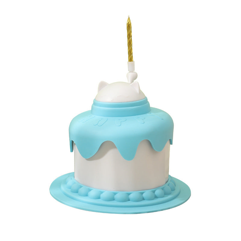 Multifunctional Cake Shape Cat Toy Creative Pet Feeding Bowl Pets dealsniper-net Blue Cake Bowl 13x11x9.5cm