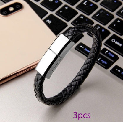 New Bracelet Charger USB Charging Cable Data Charging Electronics dealsniper-net Black 3pcs Android interface 20cm