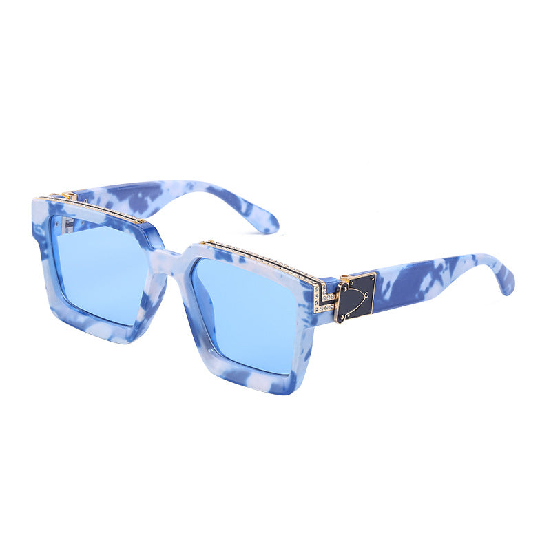 Diamond-Encrusted Large Square Frame Sunglasses For Women Women Gym From House C5
