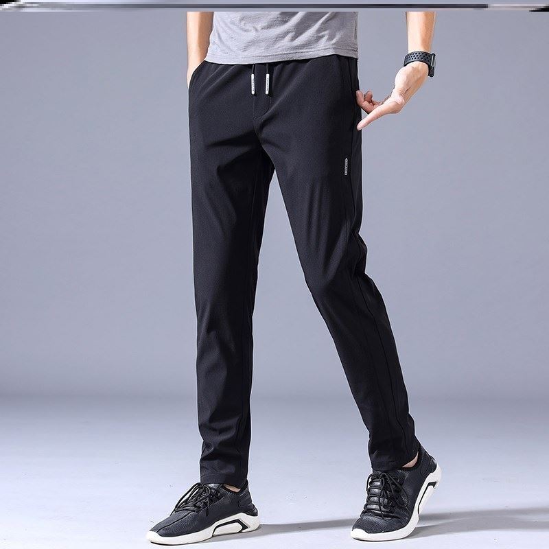 Drawstring Trousers Thin Casual Pants Korean Version Loose Straight Sweatpants Mens Clothing Men dealsniper-net Black 2XL