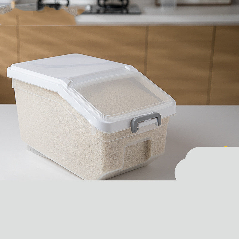 Kitchen Rice Bucket Household Sealed Rice Box 20 Kg Kitchen dealsniper-net Transparent white cover 20kg