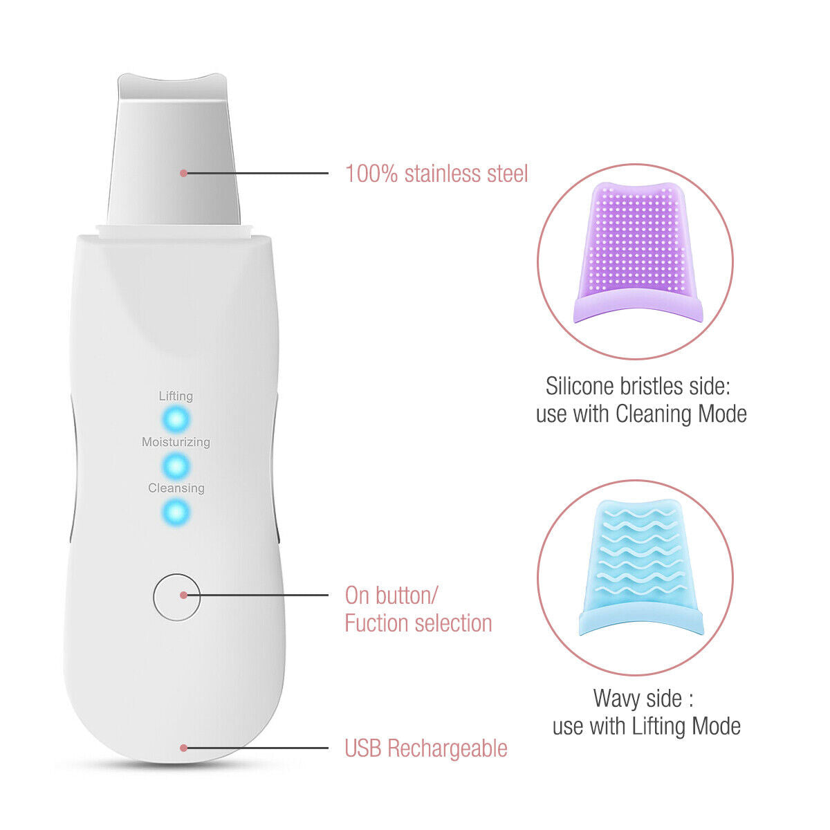 Ultrasonic Skin Scrubber Deep Face Cleaning Machine Peeling Shovel Beauty dealsniper-net