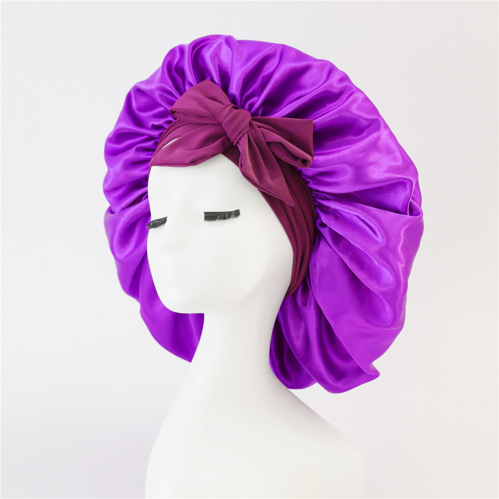 New Silk Bonnet For Sleeping Women Satin Bonnet Hair Bonnet Beauty dealsniper-net Light Purple