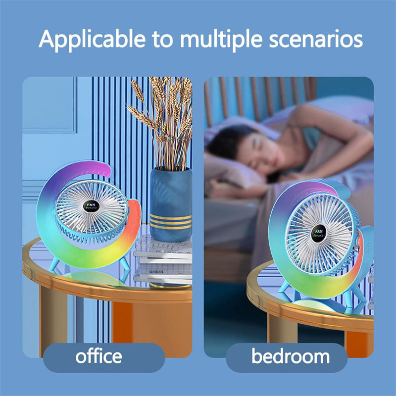 New Bright Night Light Charging Fan Desktop Silent Mini Electric Fan