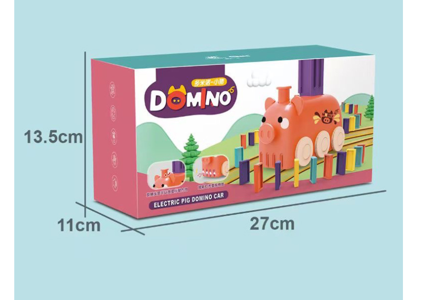 Domino Train Toy Stacking Block Set Domino Building Block Brain Developmental Electric Car Cartoon Block For Kids Kids dealsniper-net