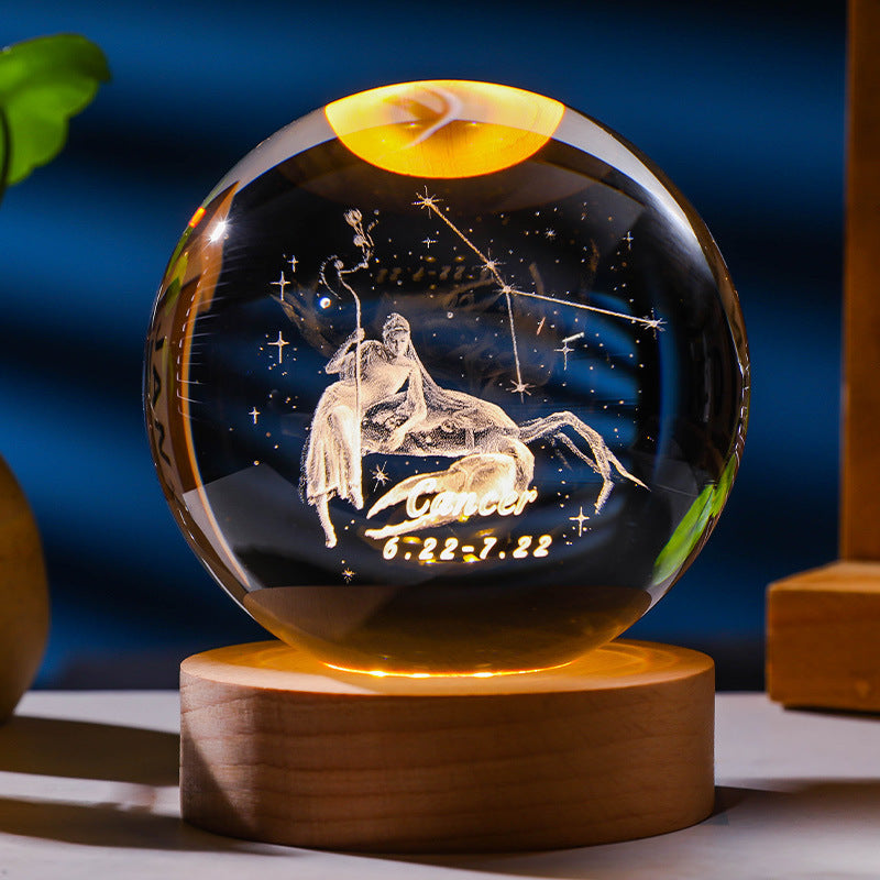 3D Constellation Crystal Ball Night Light Laser Engraved Home Decor dealsniper-net