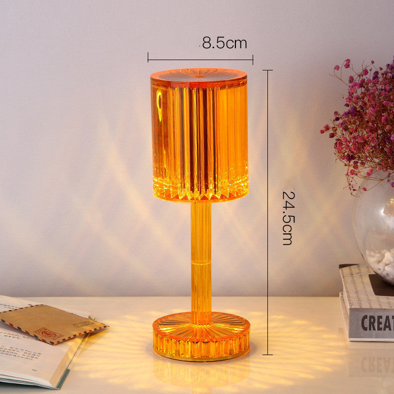 Crystal Table Lamp Hotel Decoration Diamond Warm Led Home dealsniper-net Amber Charging touch 3colors USB