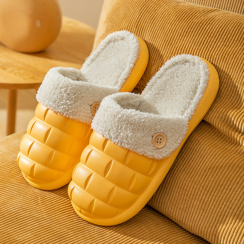 Plaid Slippers EVA Detachable Slippers Cozy Nonslip Warm Plush Shoes Winter House Shoes For Women Women dealsniper-net Yellow 36to37