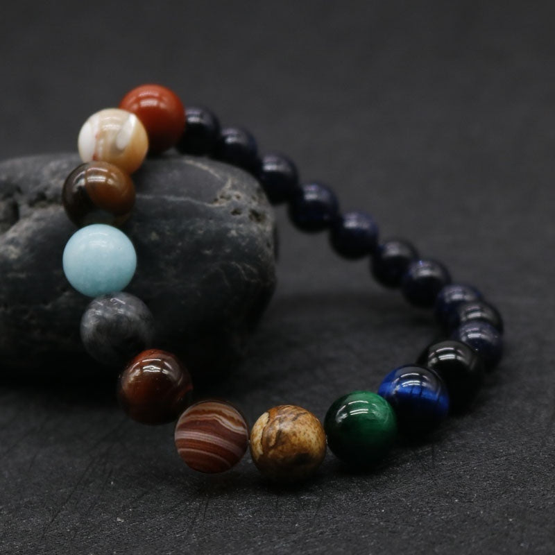 New Fashion Eight Planets Beaded Bracelet Men's Natural Stone Jewelry dealsniper-net