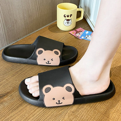 Cute Bear Slippers Summer Beach Shoes Bathroom Slippers Women Gym From House