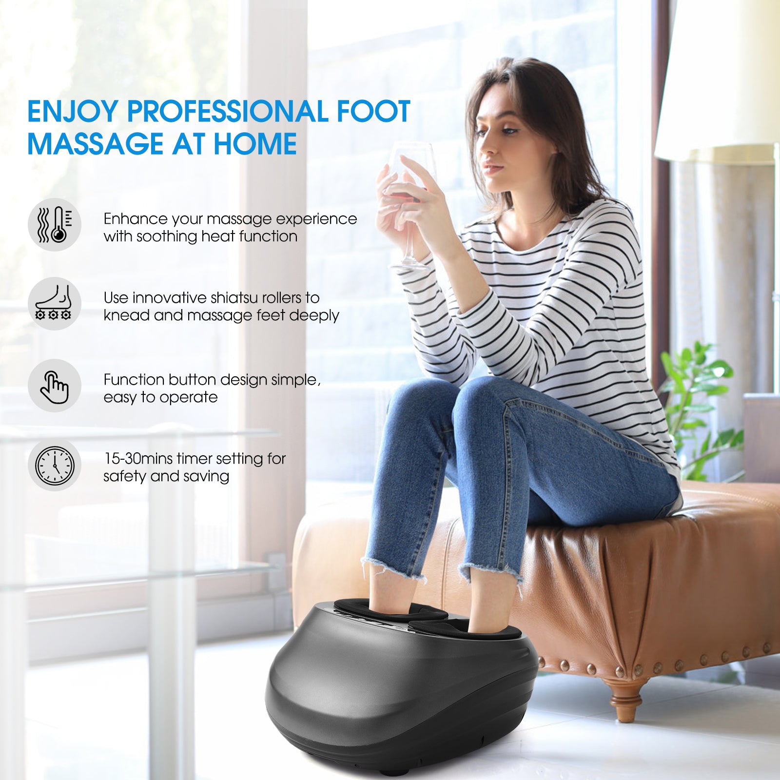 Foot Massager Machine With Heat And Massage Gifts For Men And Women Shiatsu Deep Kneading Electric Feet Massager For Home And Office Use Health DealSniper.net
