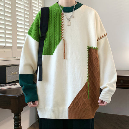 Colorblock Pullover Sweater Winter Fashion Long Sleeve