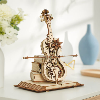 Magic Cello Mechanical Music Box Moveable Stem Funny Toys