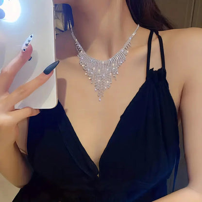 Exaggerated Stylish Trendy Necklace Spring New Diamond Tassel Jewelry Gym From House