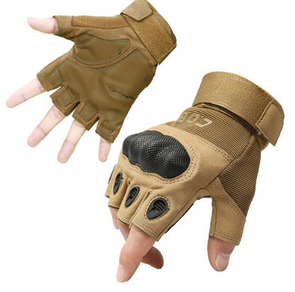 Tactical Gloves Army Military Men Gym Fitness Riding Half Finger Rubber Knuckle Protective Gear Male Tactical Gloves Men dealsniper-net Sand color L B