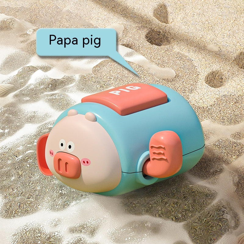 Children's Bath Toys Cartoon Clockwork Bath Water Toys Kids Gym From House Blue Pig