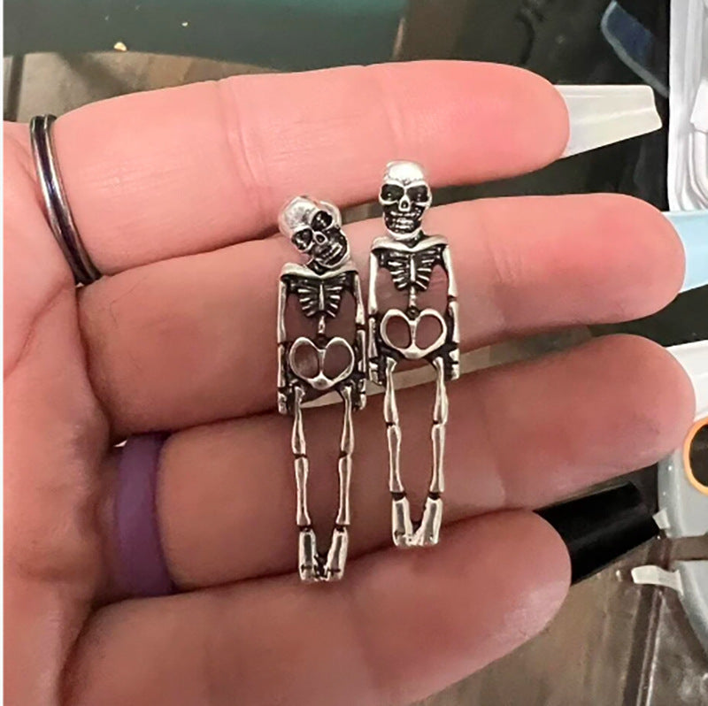 Halloween Earrings Skull Simulation Human Skeleton Detachable Stud Earrings Jewelry dealsniper-net