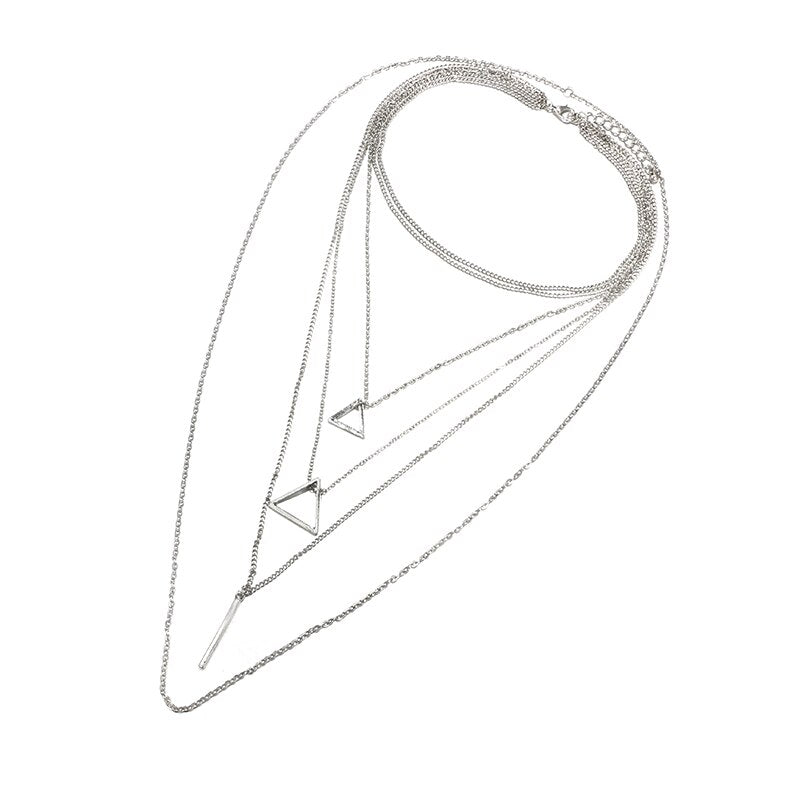 Triangle Bar Pendant Multilayer Women's Necklace Jewelry dealsniper-net