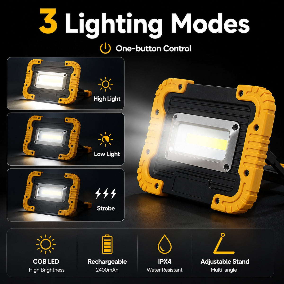 Rechargeable Power Bank Function Type C Waterproof LED Work Light Outdoor DealSniper.net