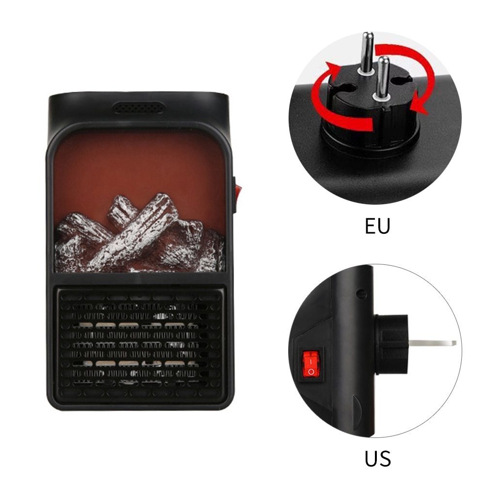 Mini Electric Fireplace Heater Electric Heater with Log Flame House BlenderJuice.com CJ