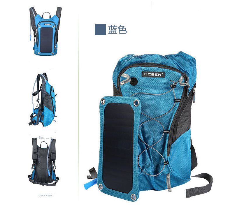 Outdoor riding solar charging backpack men and women lightweight skin sports backpack Men DealSniper.net Blue
