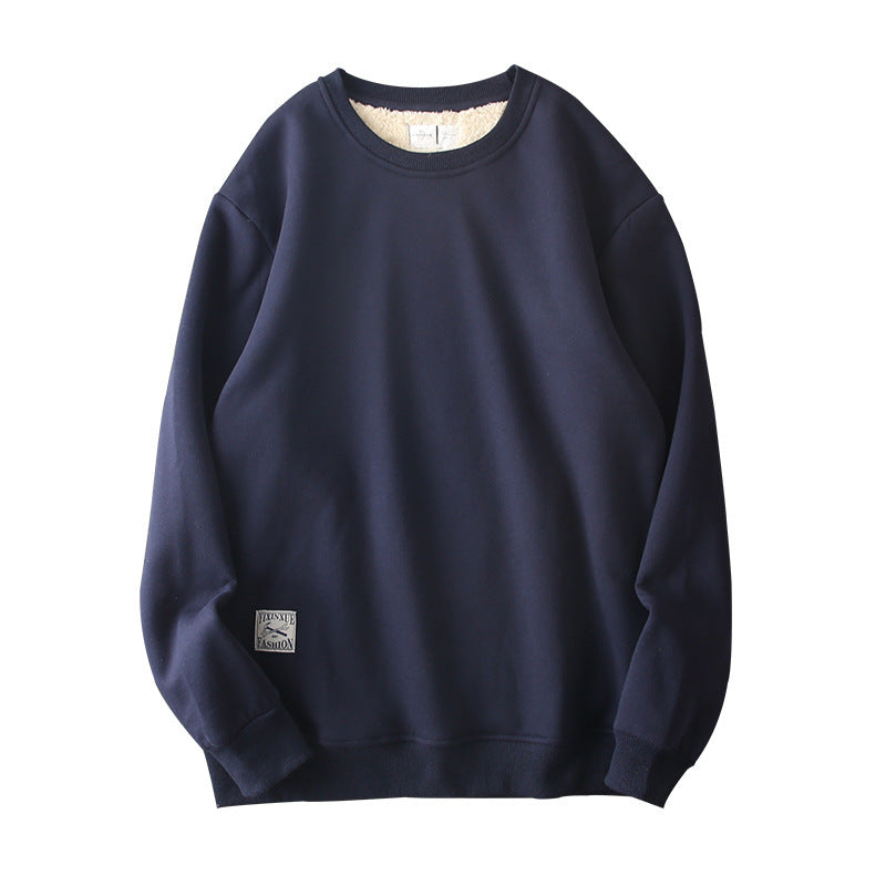 Winter Fleece Sweatshirt Warm Round Neck Pullover Top Men DealSniper.net Dark gray 2XL