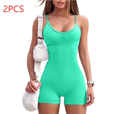 Spaghetti Strap Shorts Jumpsuit Sports Yoga Workout Tight