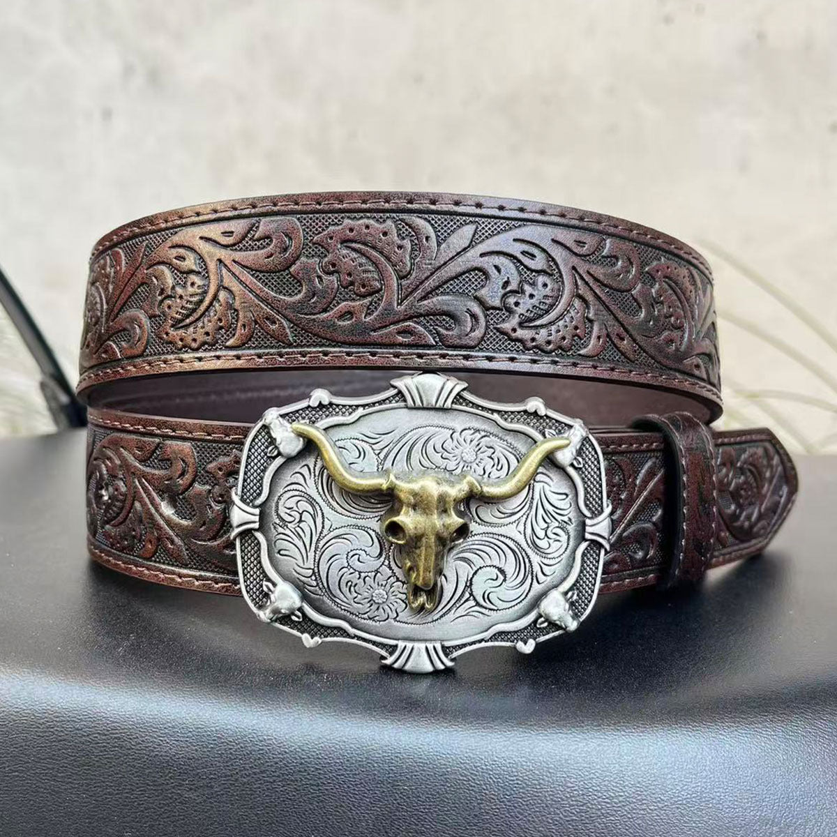 Cross-Border Western Cowboy Retro Bull Head Men's Belt Men Gym From House
