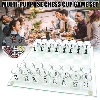 Bar Game Crystal Wine Glass Checker Chess Board Medium Size Hobby DealSniper.net