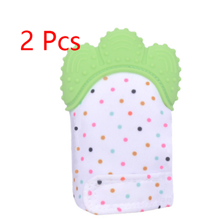 Baby teether baby anti-bite silicone molar gloves children's sound toys Kids DealSniper.net Green 1pair
