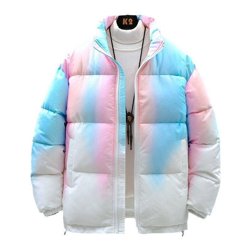 Fashion Stand-up Collar Gradient Coat Couples Winter Warm Plush Men DealSniper.net