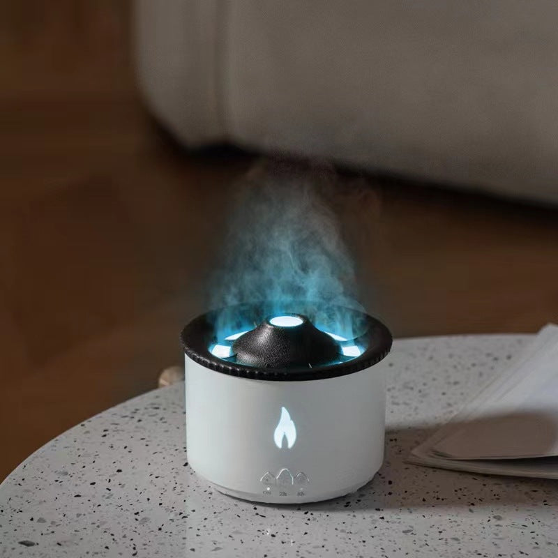 New Creative Ultrasonic Essential Oil Humidifier Volcano Home dealsniper-net Blue flame bead AU