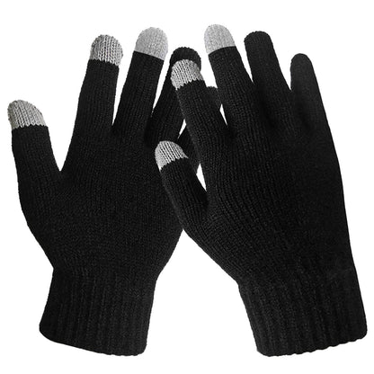 Unisex Touch Screen Gloves Full Finger Winter Warm Knitted Gloves Outdoor Gym From House 1Pair Black