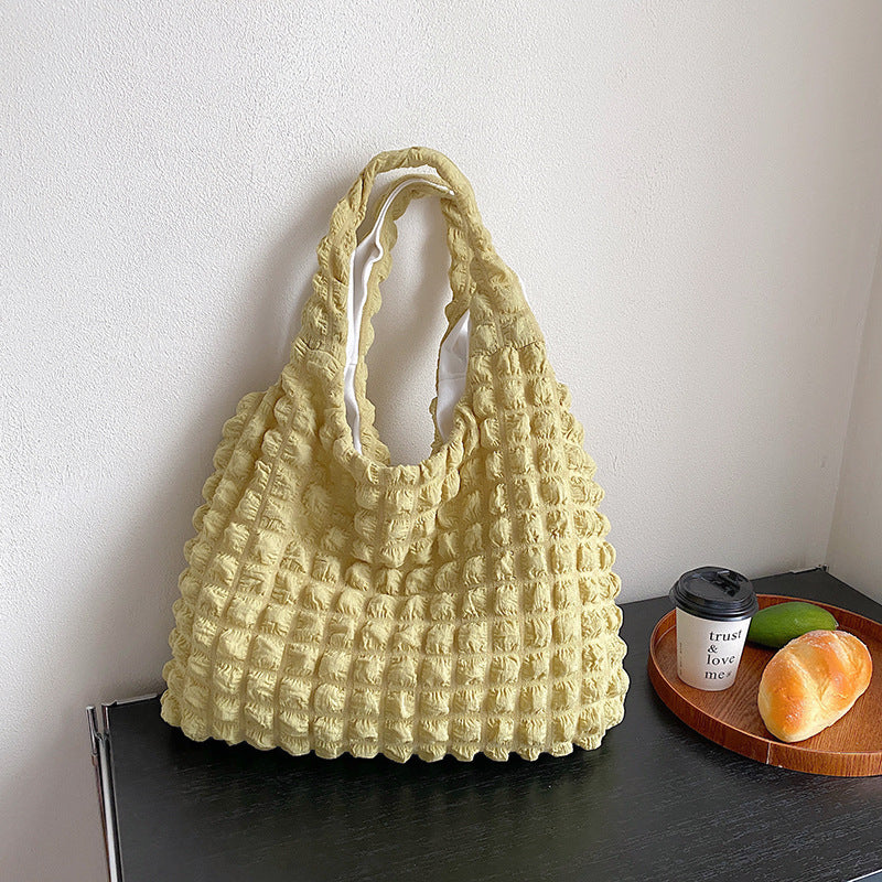 Cute Pleated Puff Shouder Bag Women Large-capacity Cloud Armpit Bag Winter Fashion Handbags Girls Women DealSniper.net Yellow