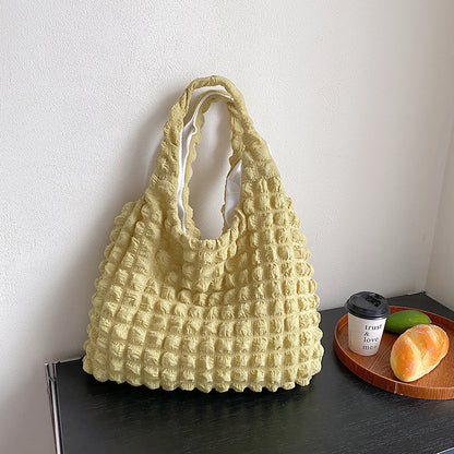 Cute Pleated Puff Shouder Bag Women Large-capacity Cloud Armpit Bag Winter Fashion Handbags Girls Women DealSniper.net Yellow