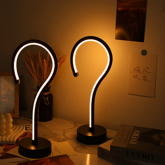 2PC Creative Question Mark Shape Table Lamp Home Decor Gym From House