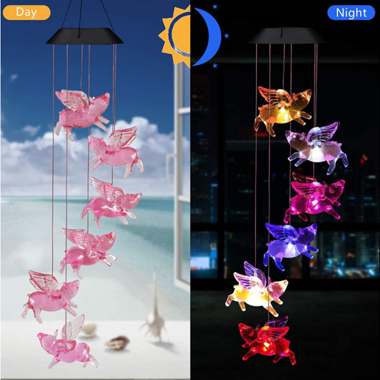 Outdoor Solar Wind Chime Lamp Hummingbird Butterfly Ball Wind