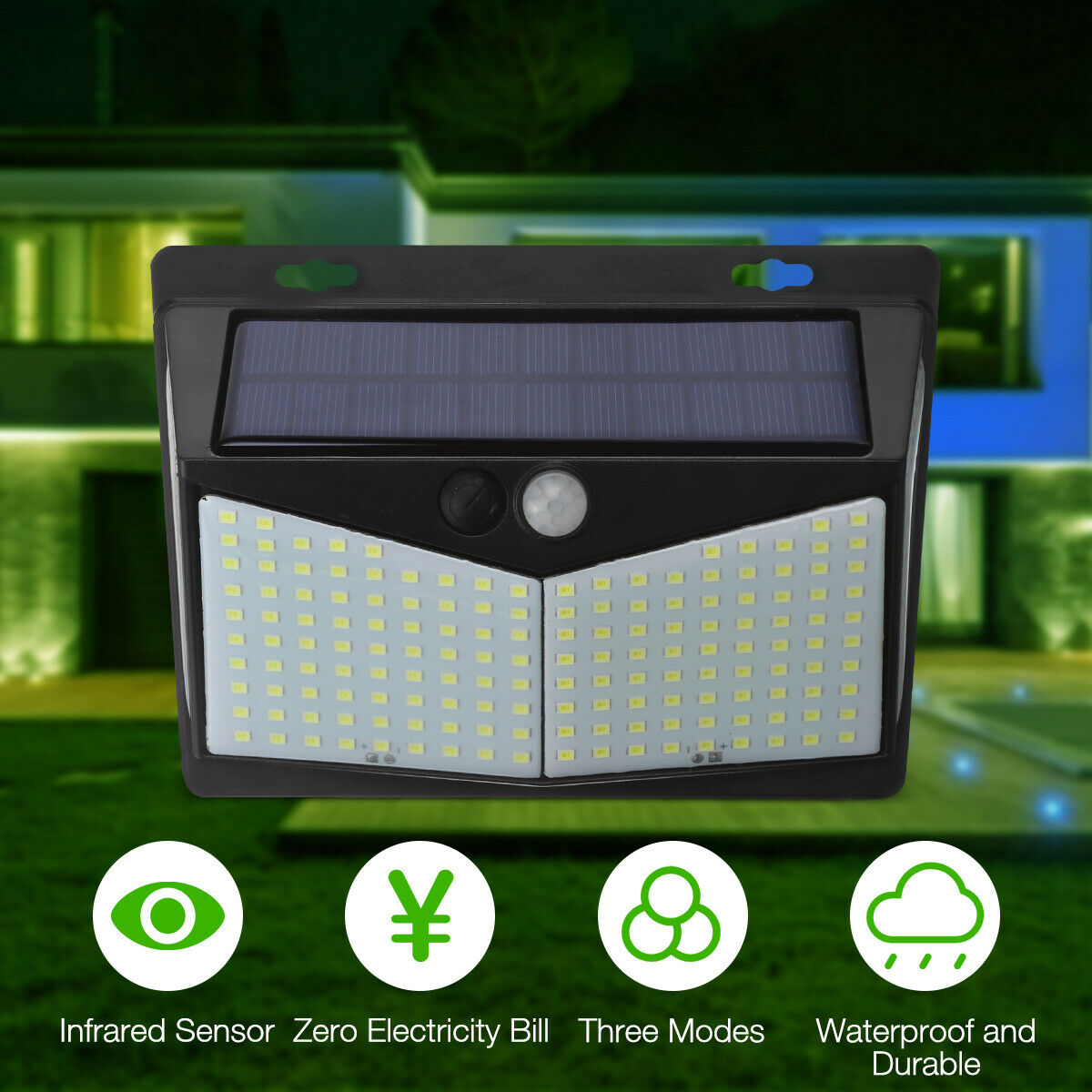 208 LED Solar Power Light Motion Sensor Outdoor Yard Garden Wall Lamp Waterproof Home dealsniper-net