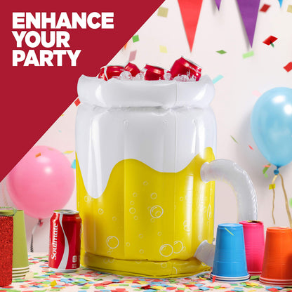 Large Inflatable Beer Mug Cooler Pool Float Drink Cooler For Adults Deals DealSniper.net