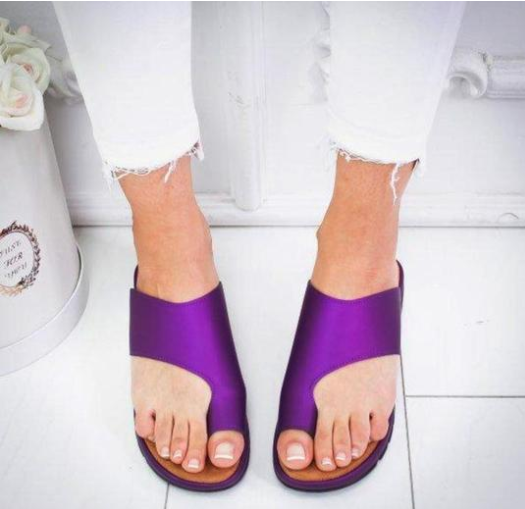 Women Slippers Flat Sole Casual Soft Big Toe Foot Sandal Women DealSniper.net Purple 35