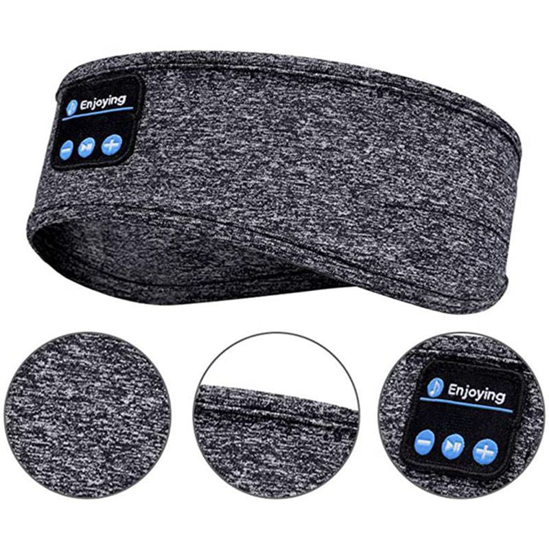 Wireless Bluetooth Sleeping Headphones Headband Thin Soft Elastic Comfortable Music Ear Phones Eye Mask For Side Sleeper Sports Sports DealSniper.net Grey 2pcs