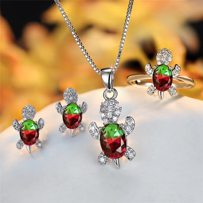 Fashion Oval Zircon Pendant Turtle Shape Necklaces Jewelry Gym From House Red green number 10