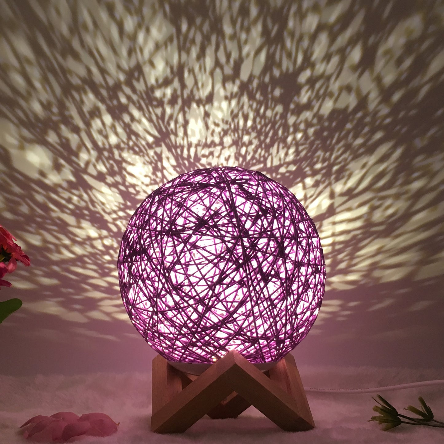 Creative Linen Table Lamp Novel and Unique LED Intelligent Home Decor Gym From House Purple shelf Button 15cm