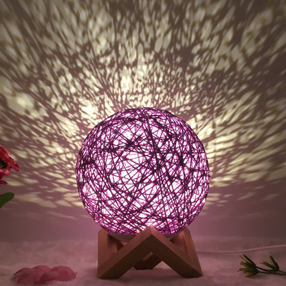 Creative Linen Table Lamp Novel and Unique LED Intelligent Home Decor Gym From House Purple shelf Button 15cm