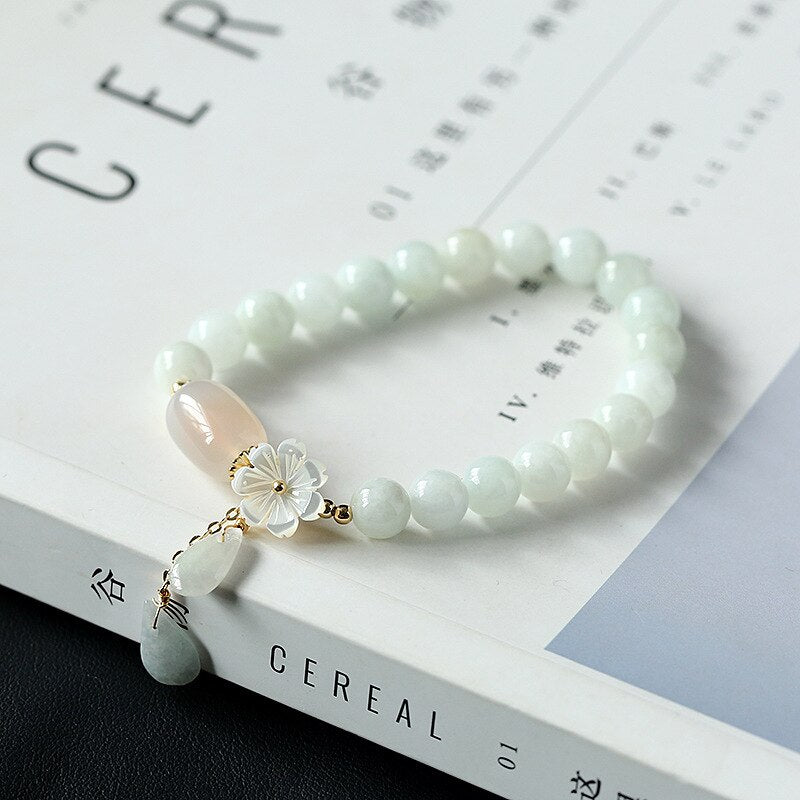 Shell flower jade water drop bracelet Jewelry dealsniper-net