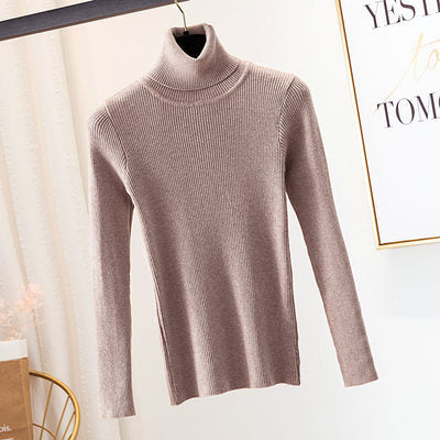 Turtleneck Sweater Women Knit Bottoming Shirt Winter Keep Warm Women dealsniper-net Khaki One size